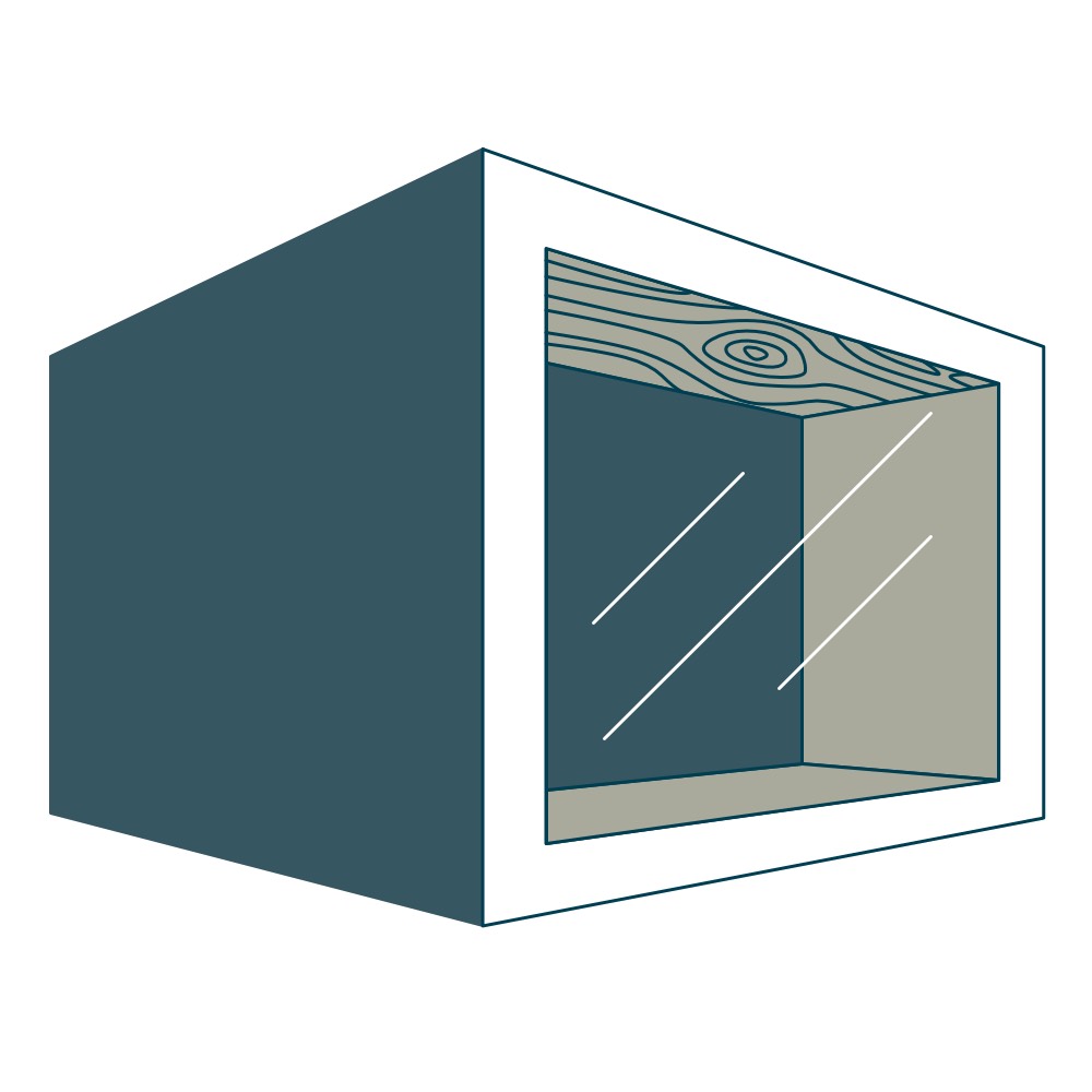 mit Holzdecke